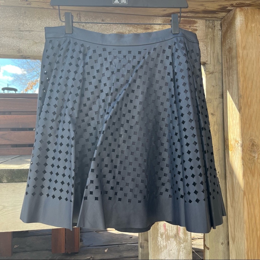 Club Monaco leather cut out skirt